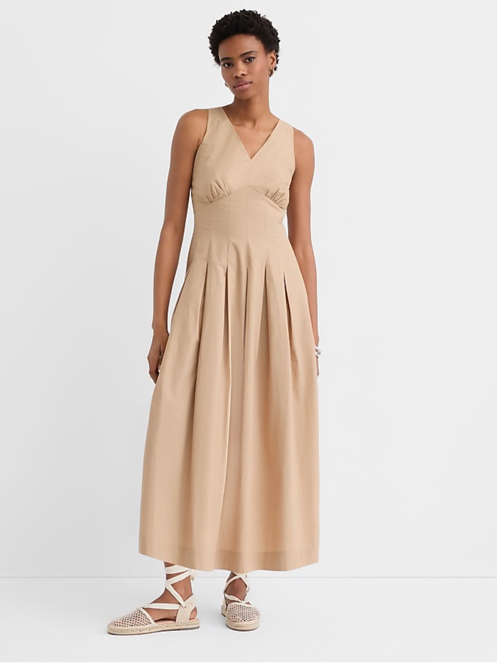 LOFT Sleeveless V-Neck Maxi Dress in Beige